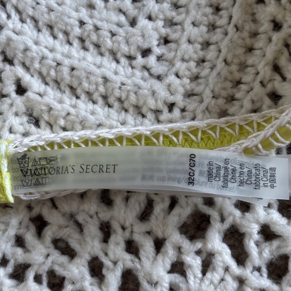 Victoria's Secret Bikini Top Yellow Crochet Underwire Padded Women Bra Size 32C - Picture 3 of 3